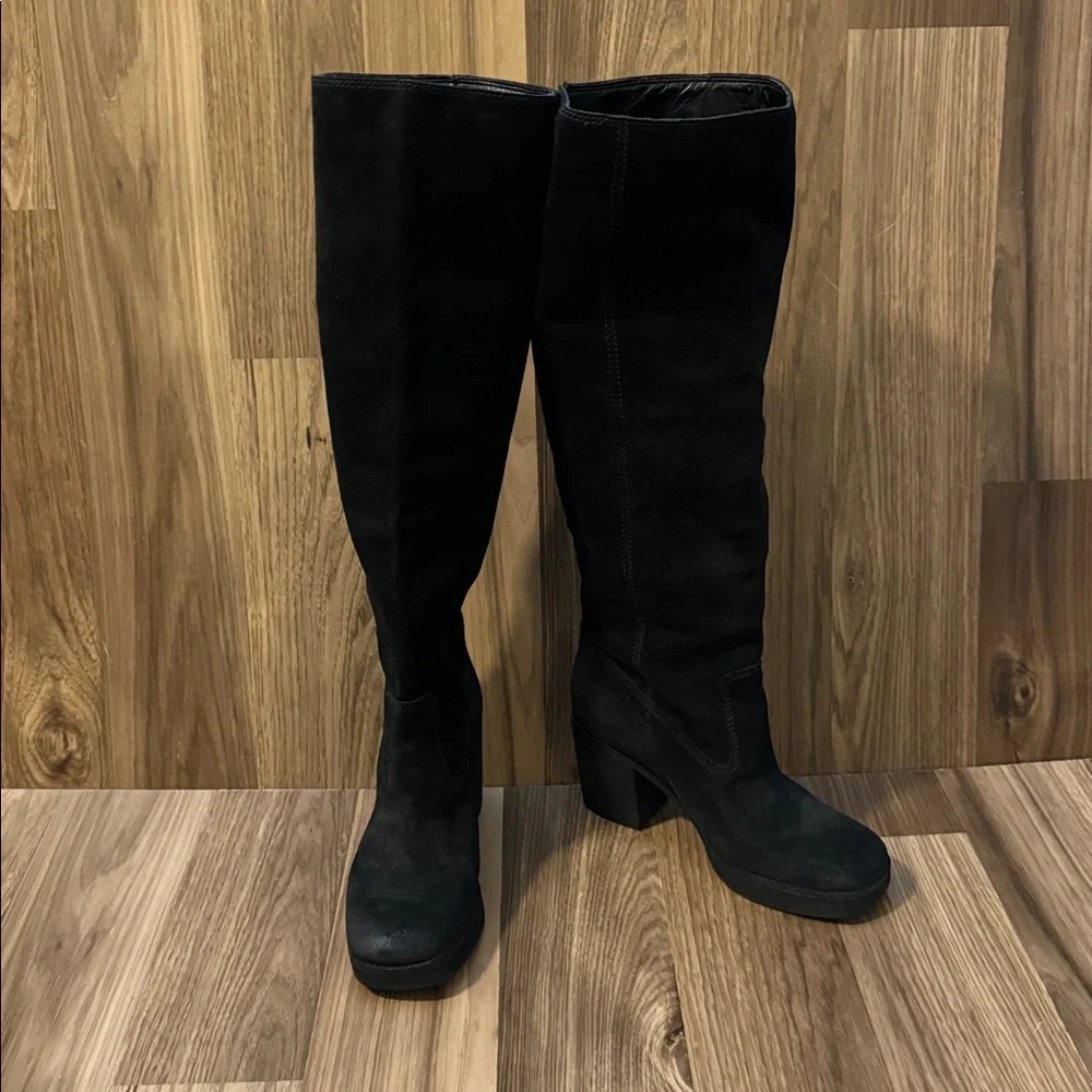 Zodiac Suede Black Over The Knee Vintage Tall Pull On Boots 6